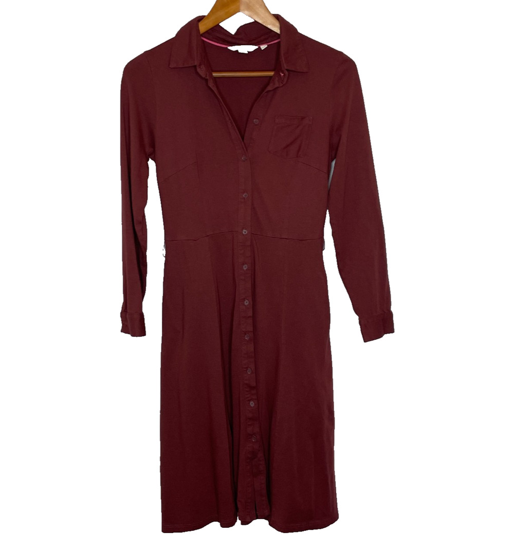 Women's 2P Boden Susannah Burgundy Jersey Button Shirt Dress